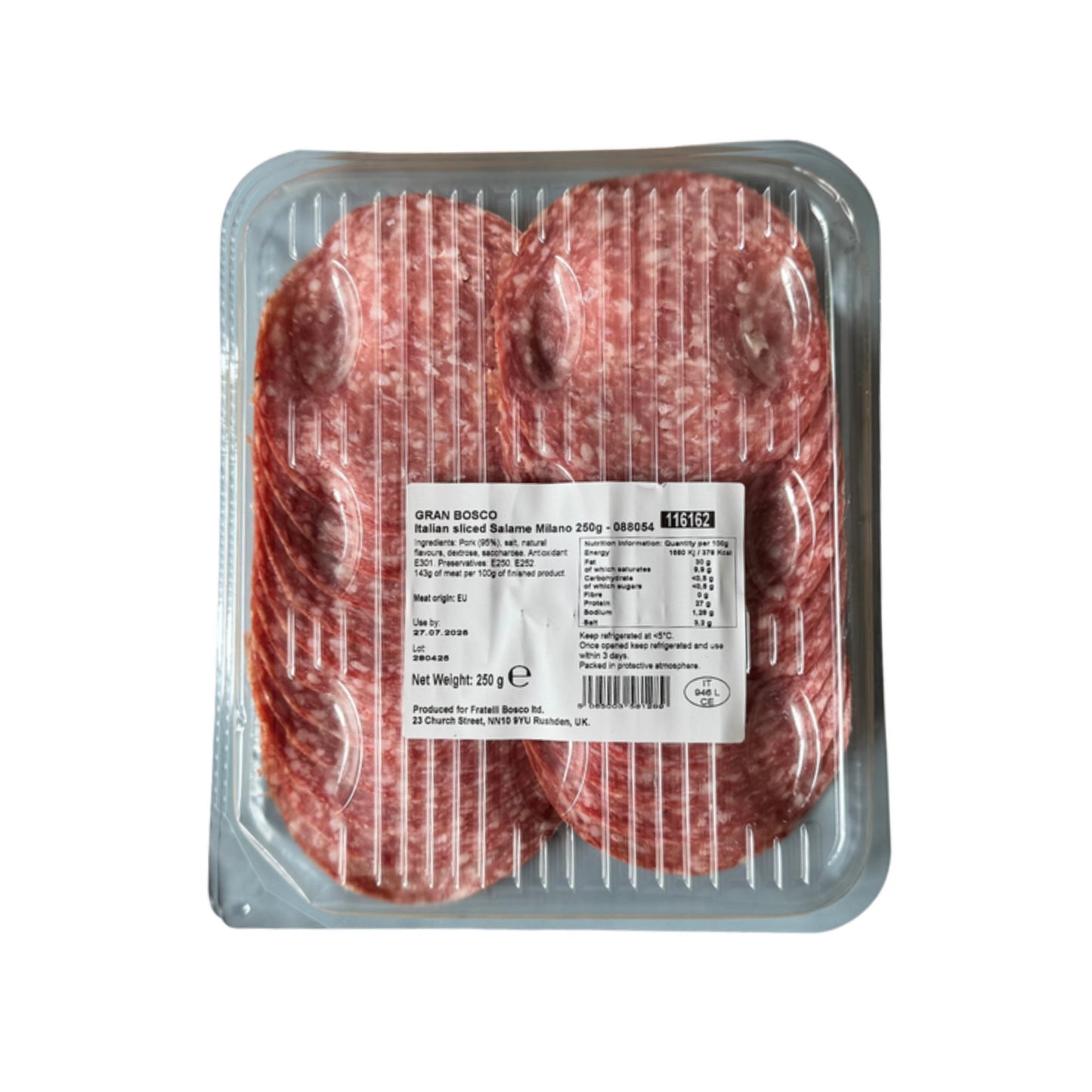 Italian Salami Milano Slices - 250g - Pizza Topping - Gran Bosco
