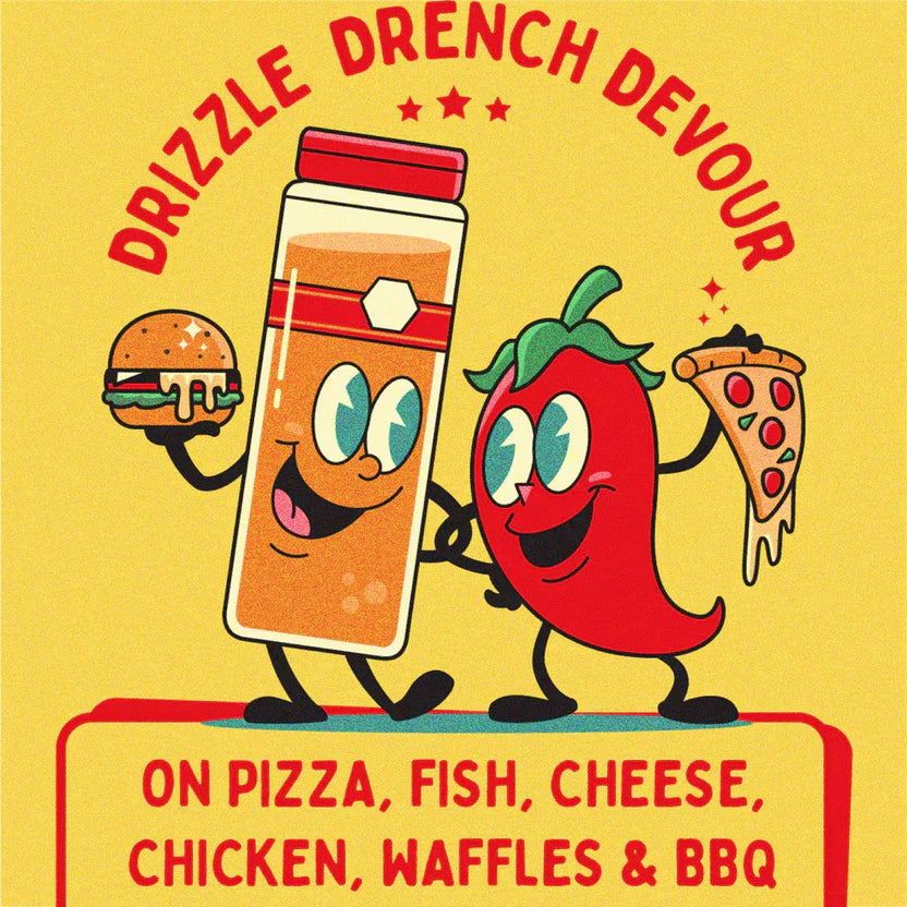 JD's Hot Honey Sauce - For Drizzling on Pizzas, Pastas - Jalapeno, Habanero, and Chipotle Infused Flavours