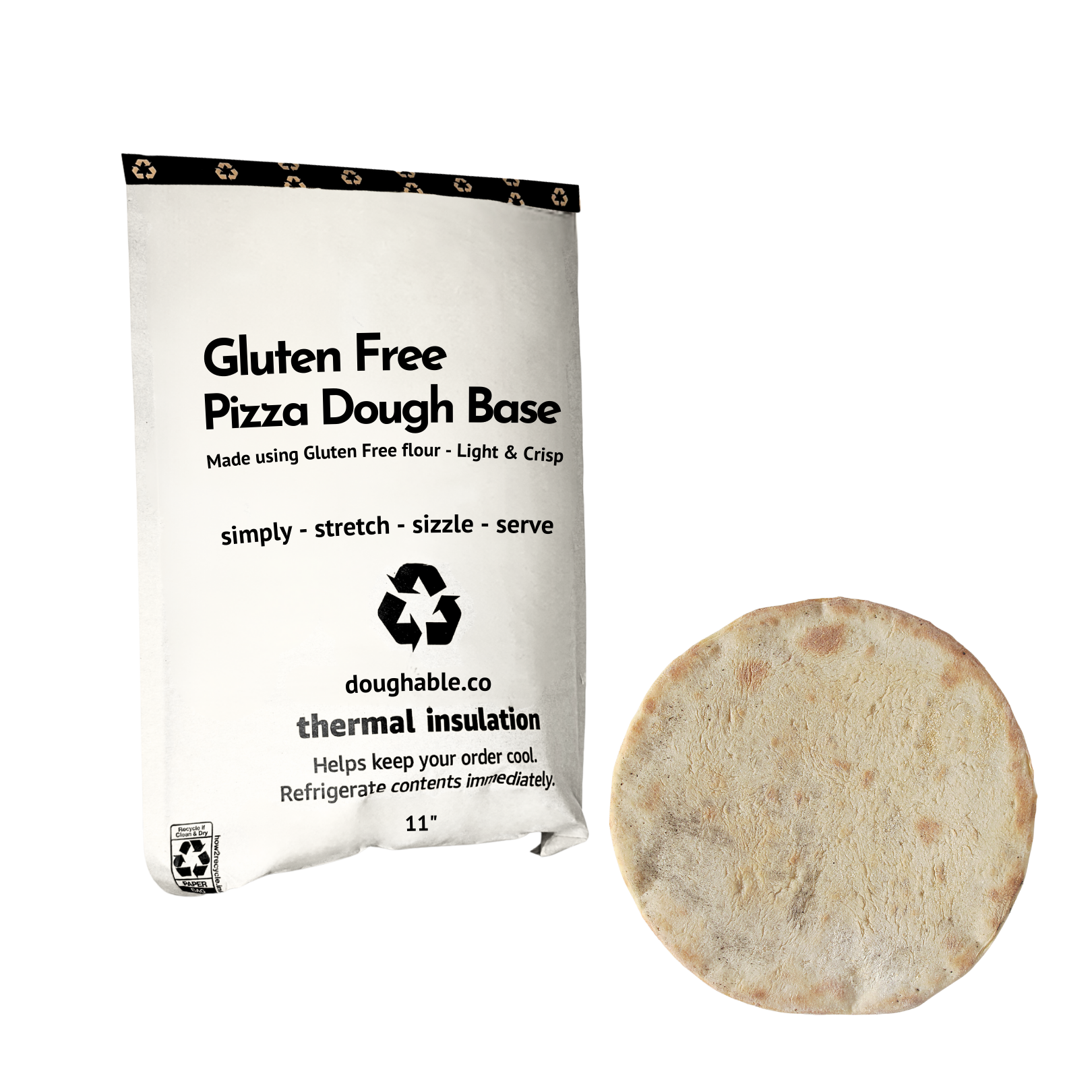 Gluten Free Pizza Dough Bases - 11" - Light & Crisp - By Doughable