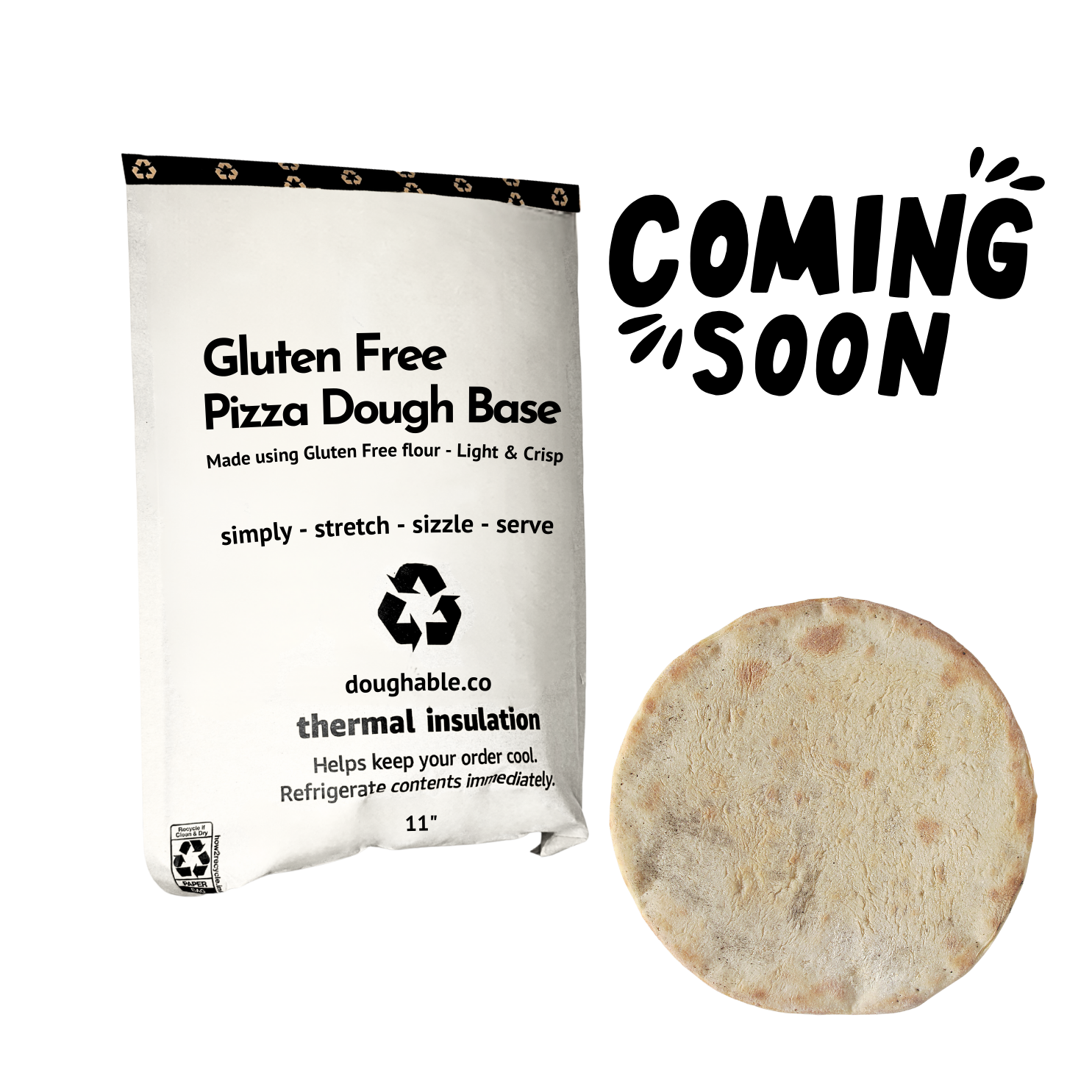 Gluten Free Pizza Dough Bases - 11" - Light & Crisp - By Doughable