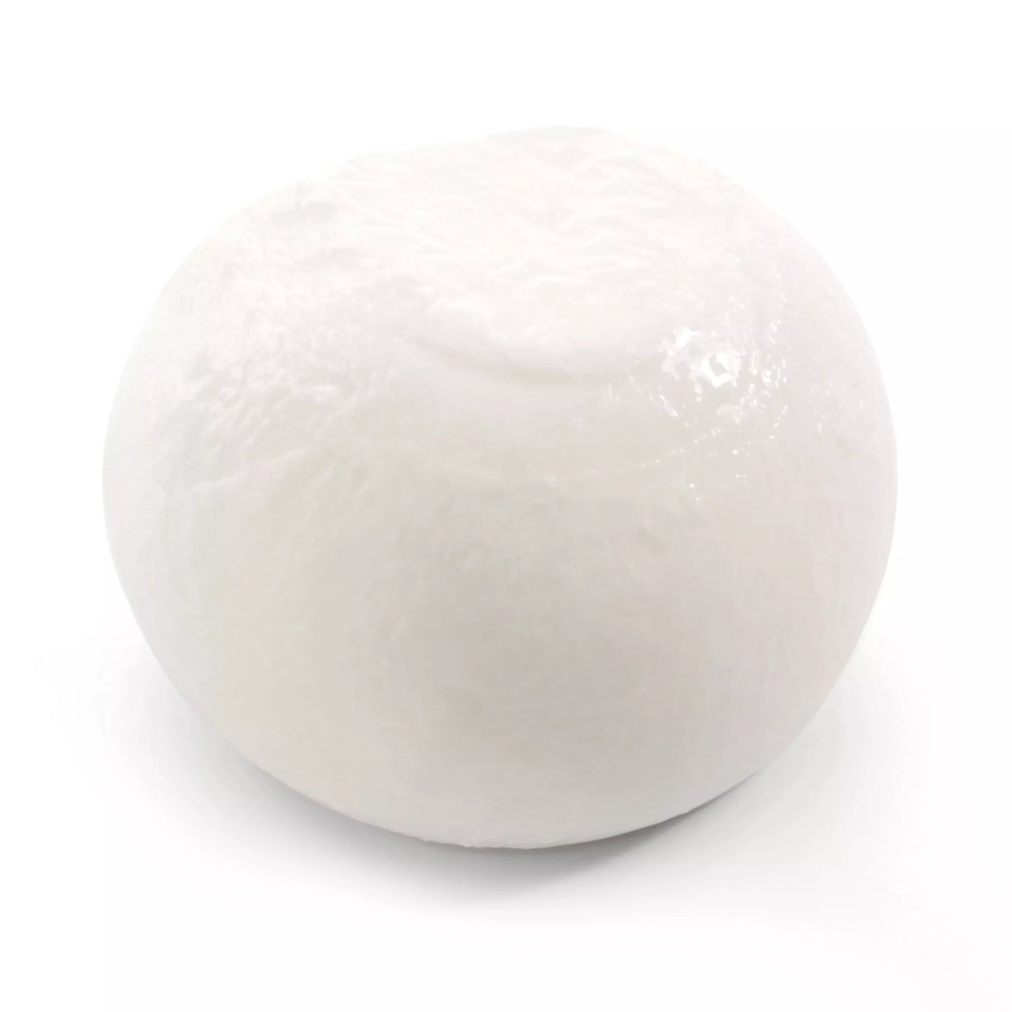 White burrata ball on a white background
