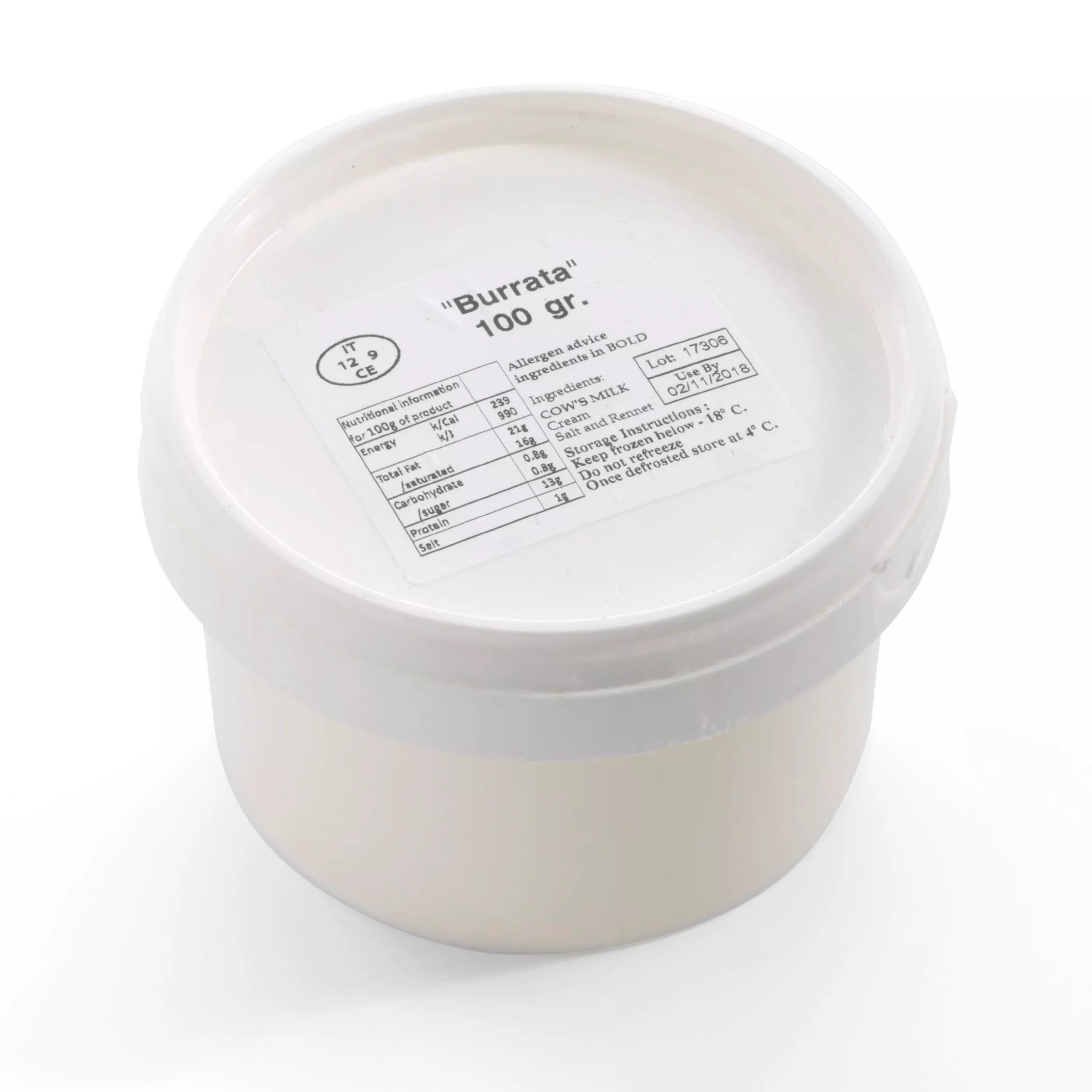 Italian buffalo Burrata Mozzarella - 100g - Individual Portions