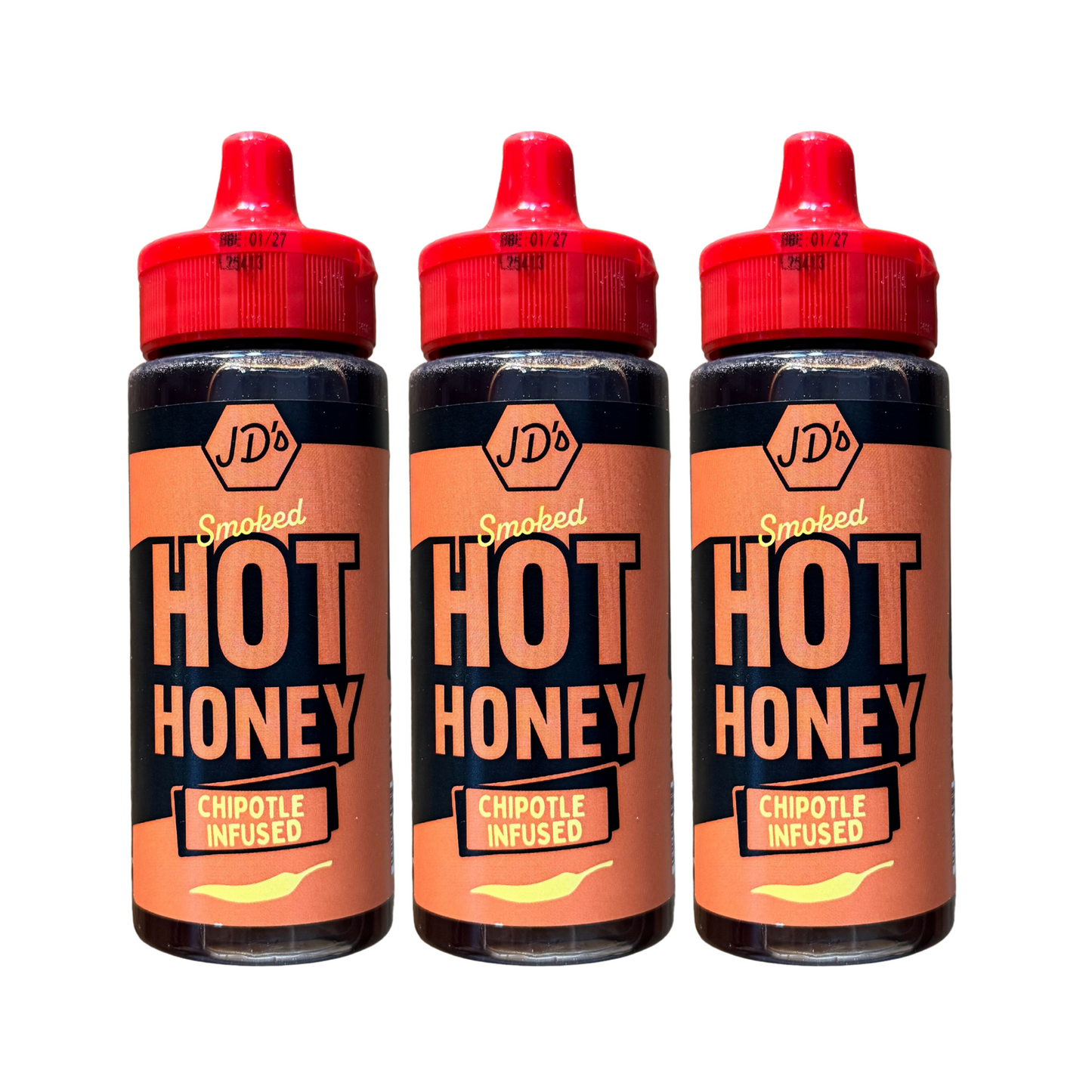 JD's Hot Honey Sauce - For Drizzling on Pizzas, Pastas - Jalapeno, Habanero, and Chipotle Infused Flavours