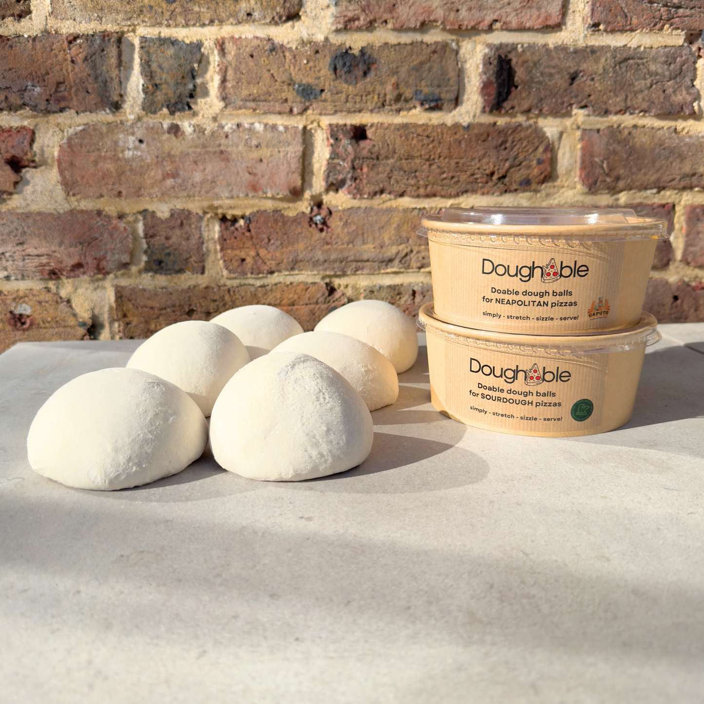 Doughable - Sourdough Pizza Dough Balls - Made with Wildfarmed Regenerative Flour - 230g - FREE Semolina & Proving Pots