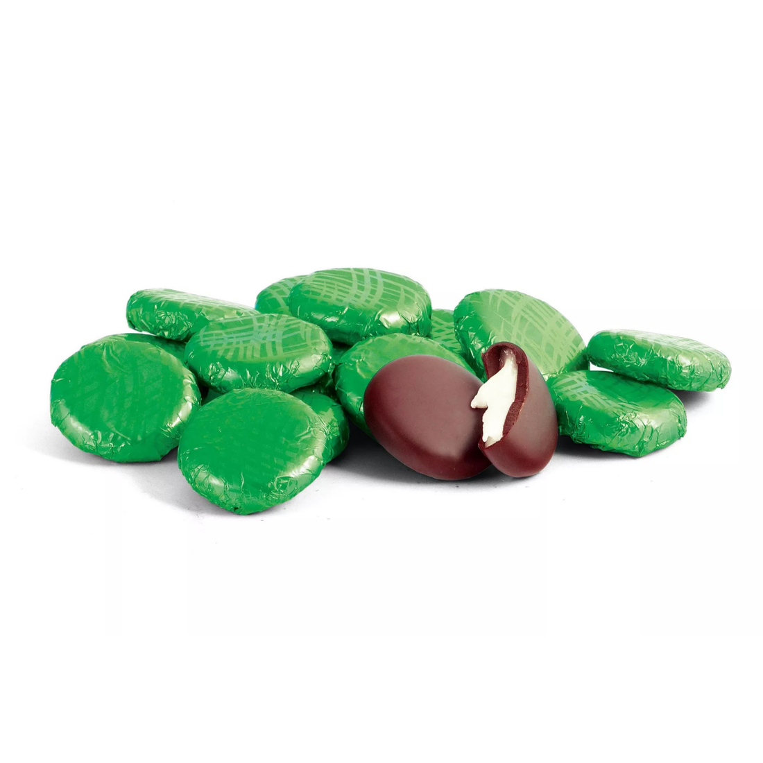 Green and brown mint creme on a white background