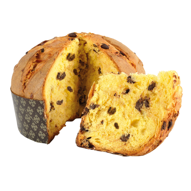 Muzzi - Chocolate Chip Panettone 1kg – a hand-wrapped Italian festive cake in leopard print, perfect for Christmas, gifting, and celebrations