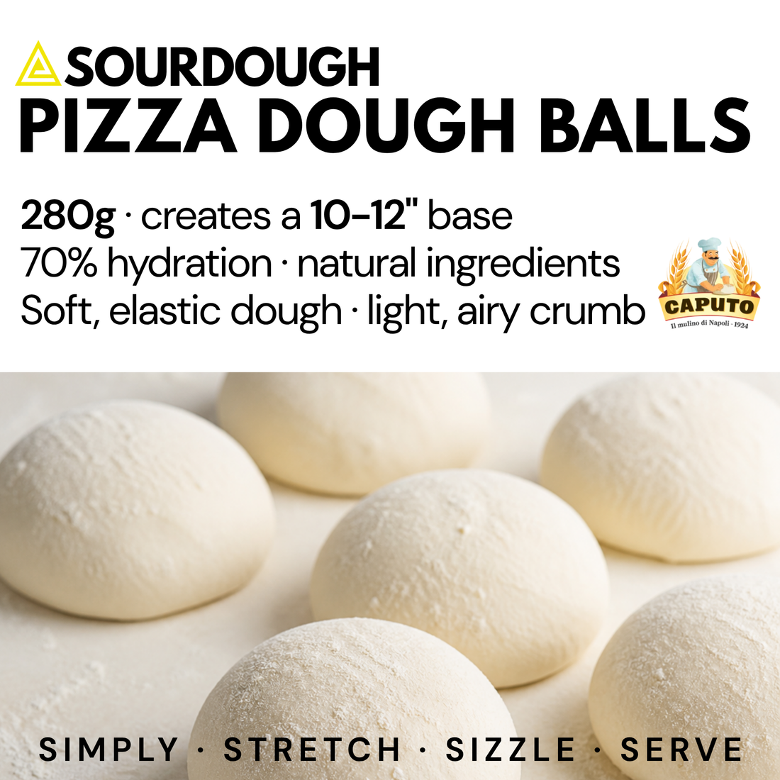 Sourdough Pizza Dough Balls – Caputo 00 Flour – 280g