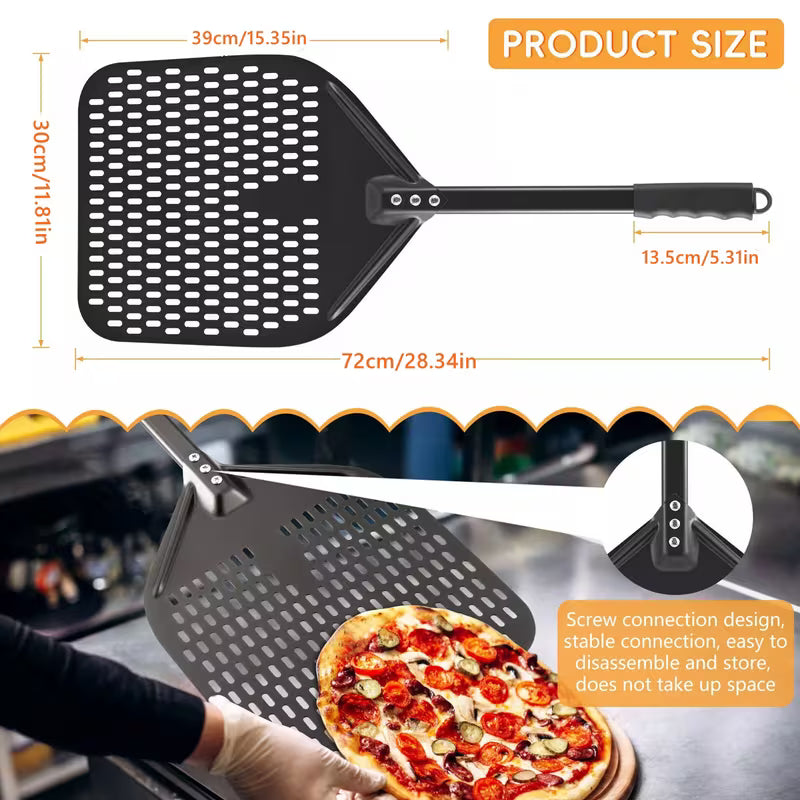 Pizza Peel Vierkante Oven Aluminium Pizza Peel 12/14 Inch Lange Handvat Geperforeerd Draaien Pizza Paddle voor Bakken Zelfgemaakte Pizza Brood Gereedschap (Kleur: 35 cm Zilver 40 cm H Pizza Peel Vierkante Oven Aluminium Pizza Peel 12/14 Inch Lange Handvat Geperforeerd Draaien Pizza Paddle voor Bakken Zelfgemaakte Pizza Brood Gereedschap (Kleur: 35 cm Zilver 40 cm H