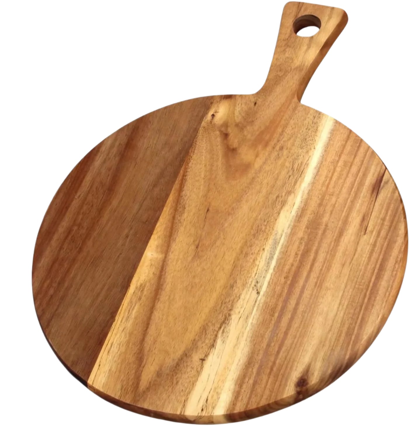 Wooden pizza board on a white background