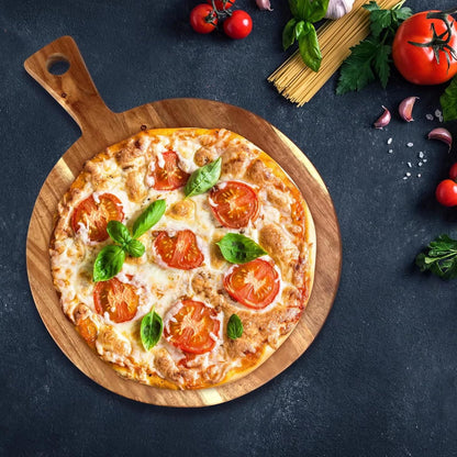 Premium 12" Acacia Wood Pizza Cutting Board – Durable, Non-Slip, Perfect for Slicing & Serving Pizza
