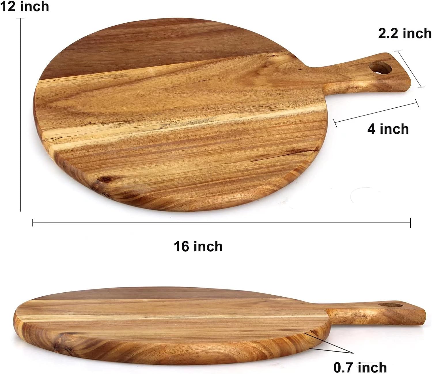 Premium 12" Acacia Wood Pizza Cutting Board – Durable, Non-Slip, Perfect for Slicing & Serving Pizza