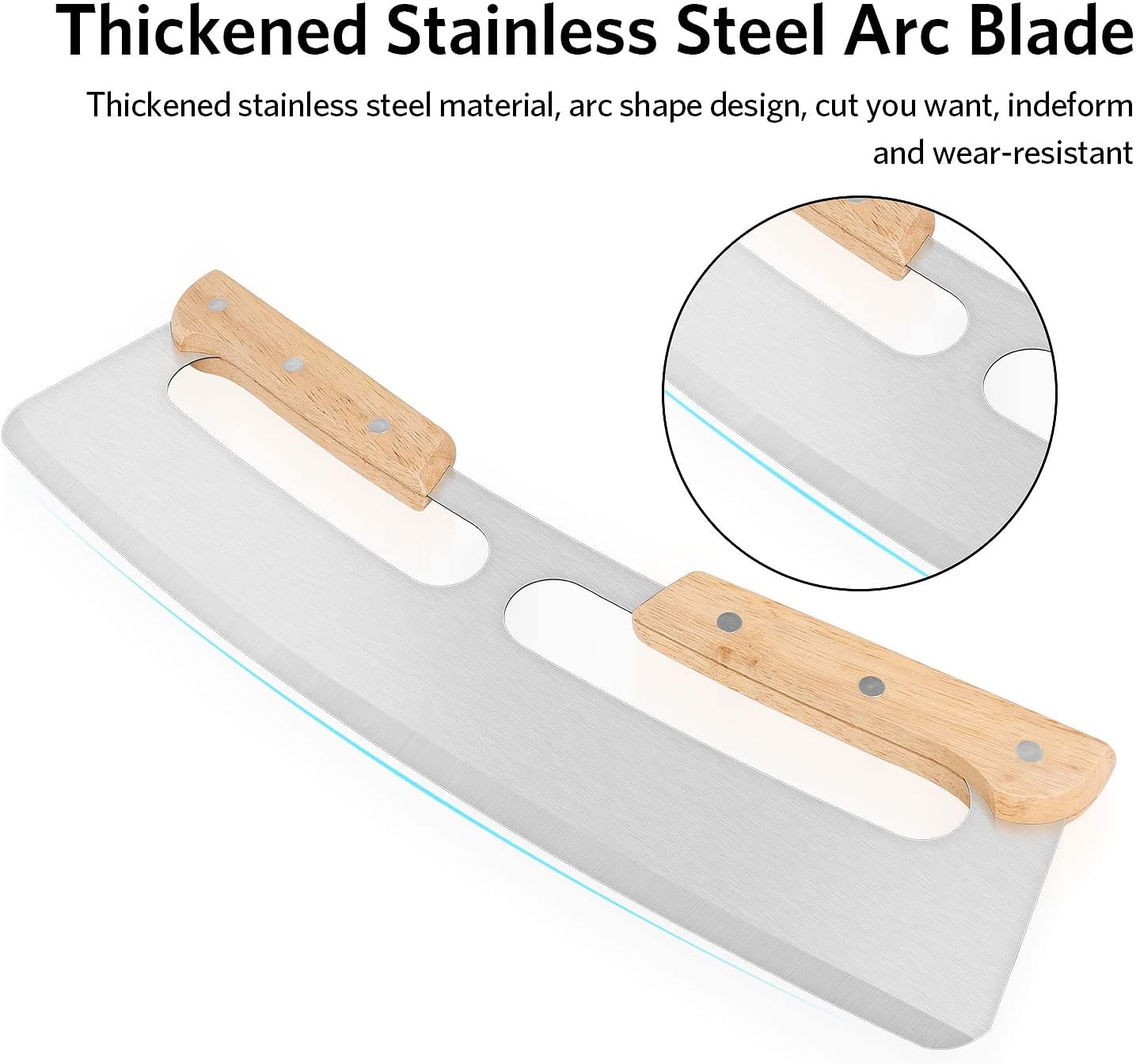 Pizza Cutter Rocker - Stainless Steel - Wooden Handle