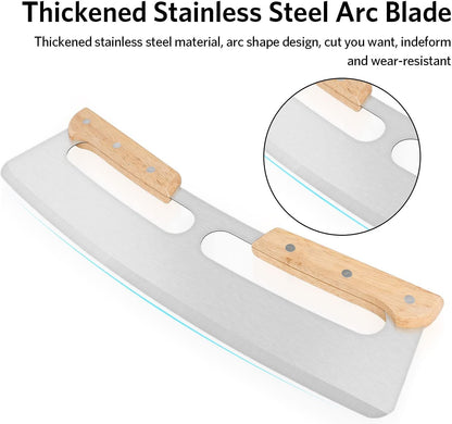 Pizza Cutter Rocker - Stainless Steel - Wooden Handle