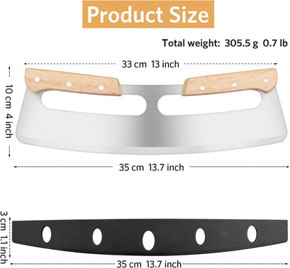 Pizza Cutter Rocker - Stainless Steel - Wooden Handle
