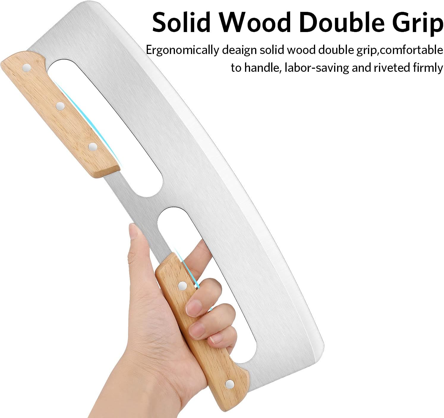 Pizza Cutter Rocker - Stainless Steel - Wooden Handle
